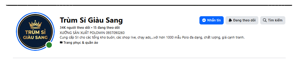 Fanpage Trùm Sỉ Giàu Sang — 34K người theo dõi
